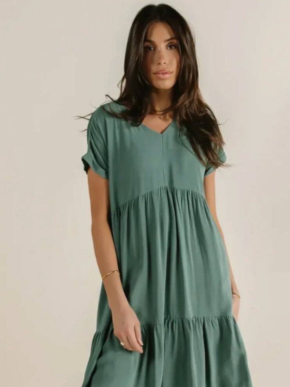 ESSIE TIERED DRESS-Jade